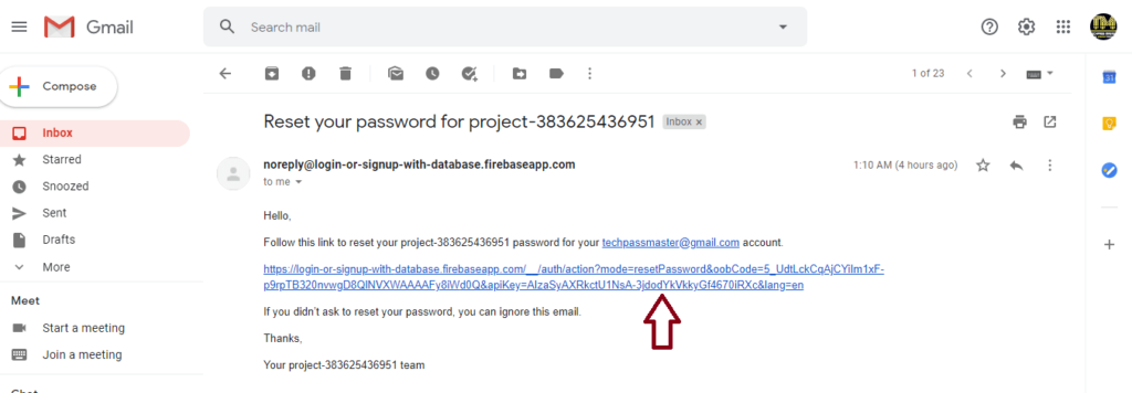 Firebase - Reset Password